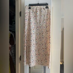 mi ami floral satin midi skirt size s